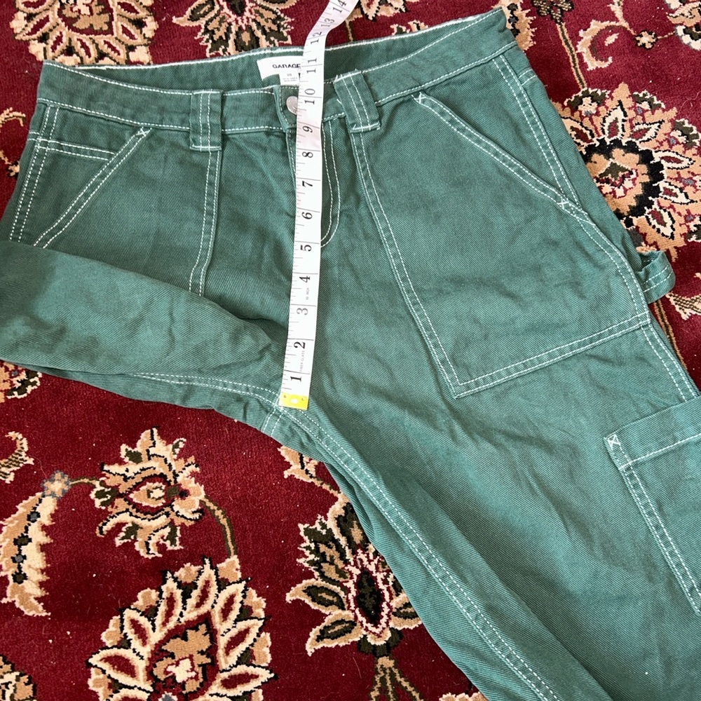 Garage‎ Dani Carpenter Pants Forest Green Cotton Cargo juniors sz 3 relaxed fit - Picture 10 of 12